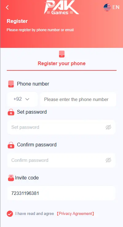 pak Game Registeration