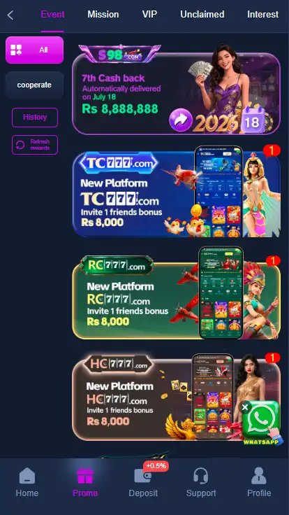 s98 Game promtions